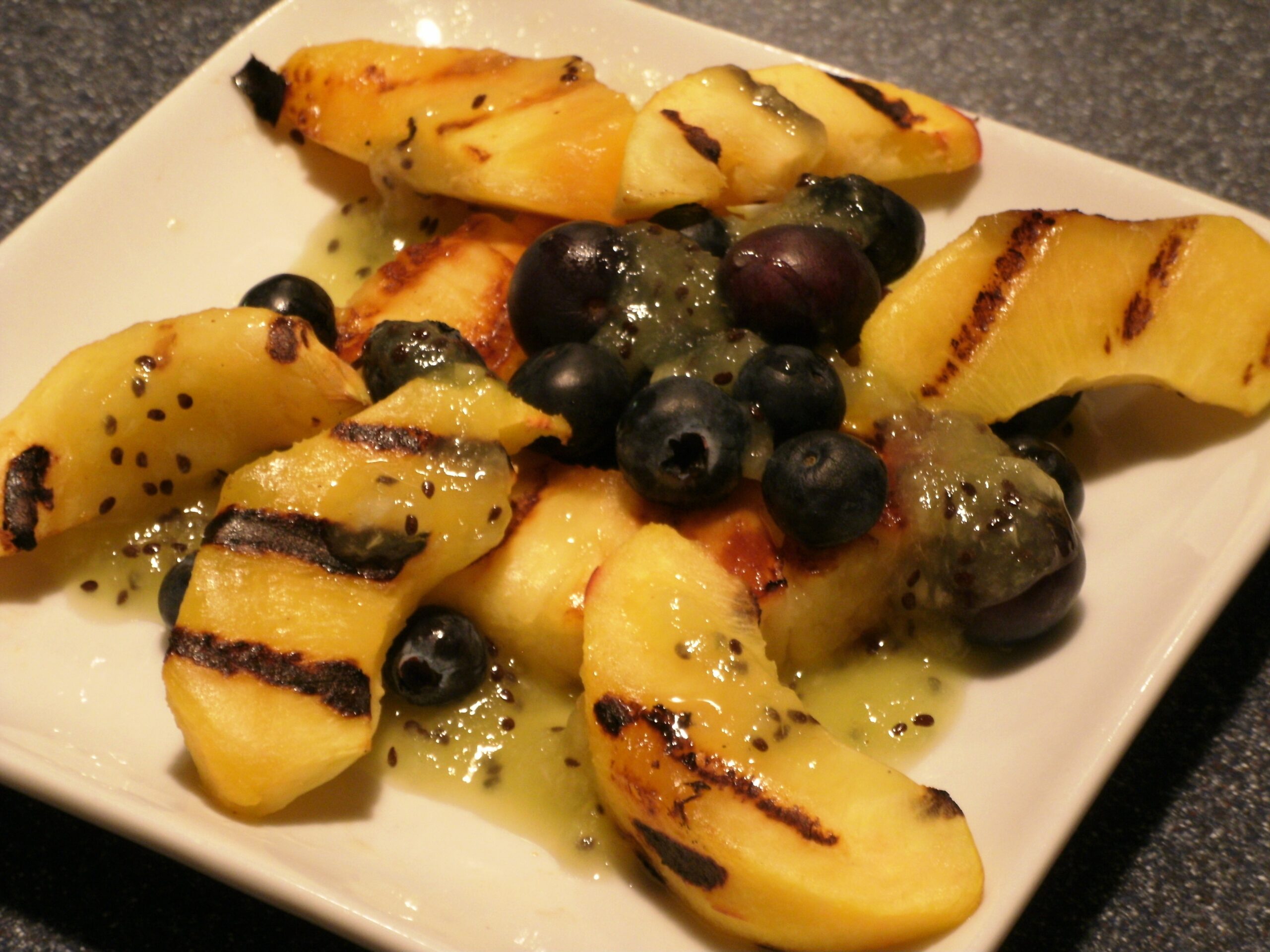 Grilled Fruit Salad with Kiwi Sauce