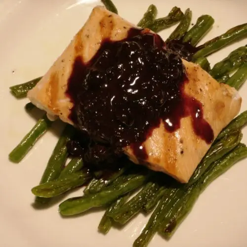 Grilled Salmon with Blueberry Dijon Sauce