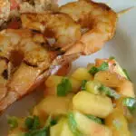 Tex Mex Rubbed Shrimp Skewers with Peach Salsa