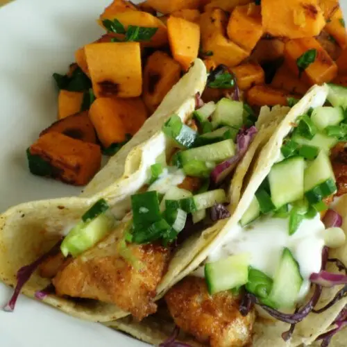 Catfish Tacos with Cucumber Salsa