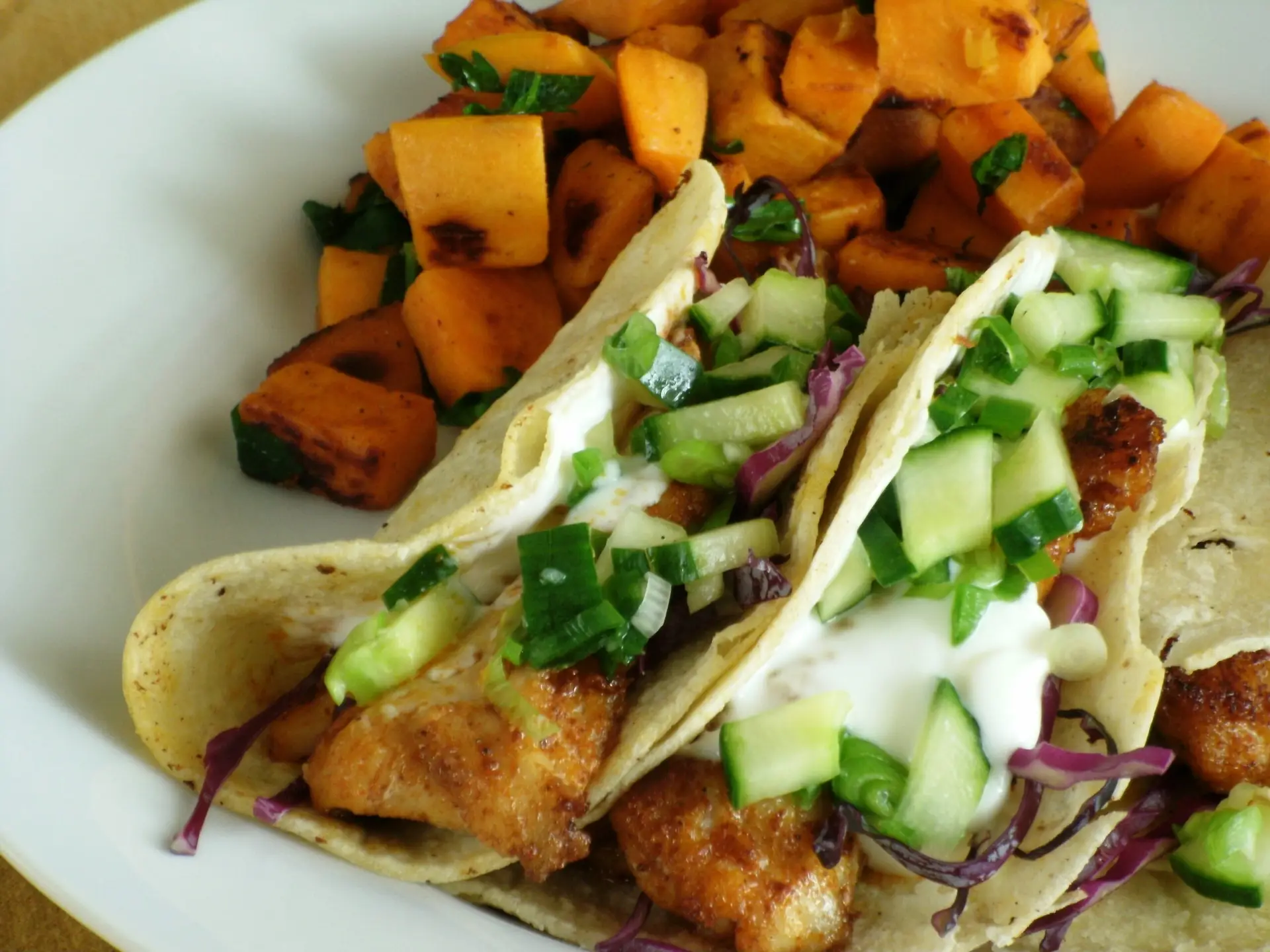 Catfish Tacos with Cucumber Salsa