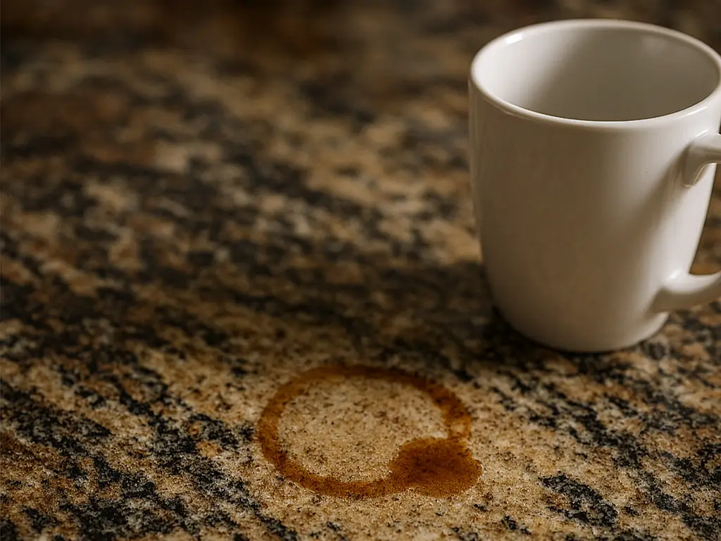 ai generated image of a coffee stain on a granite countertop