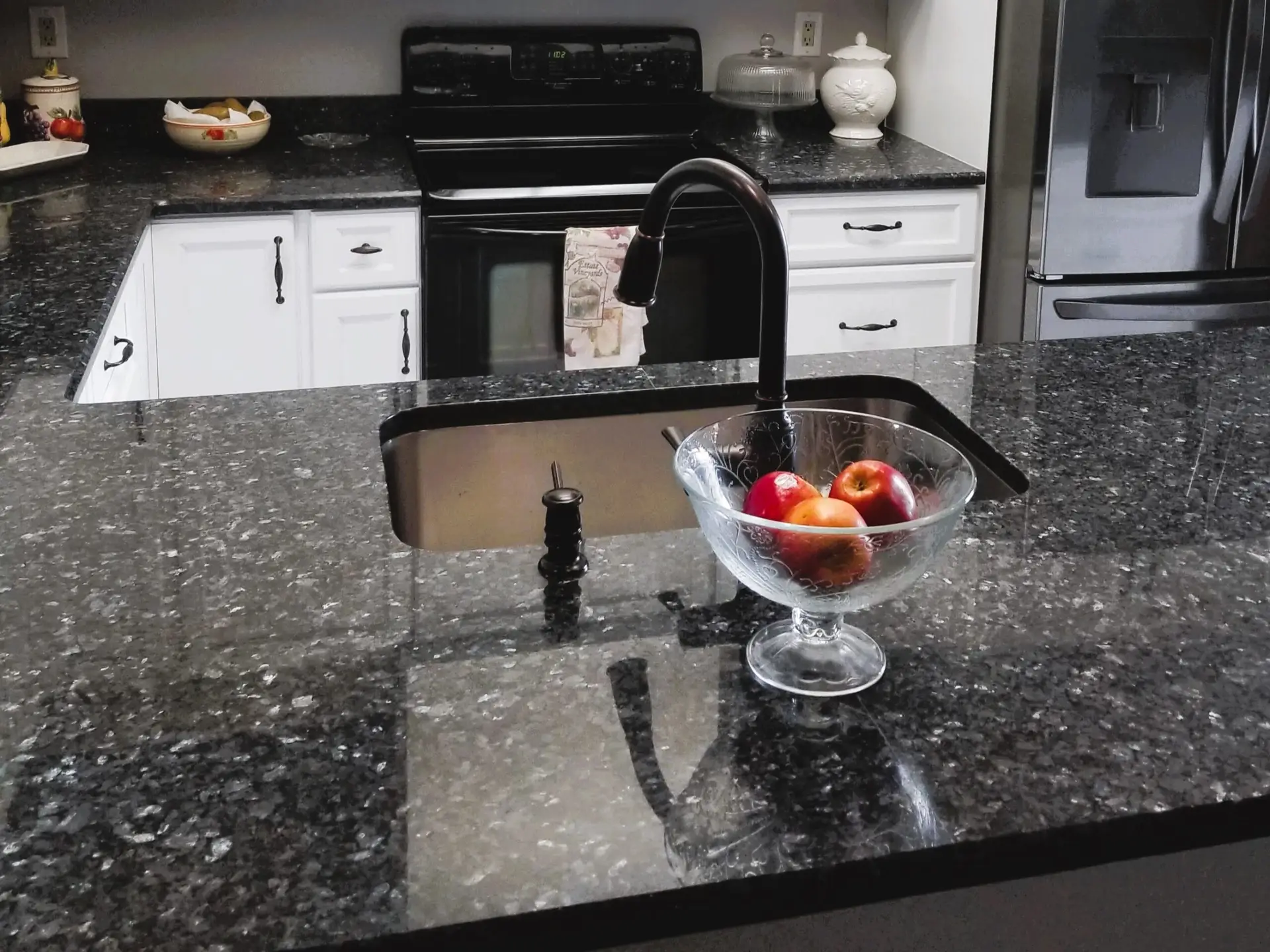 blue pearl granite countertops in a modern kitchen