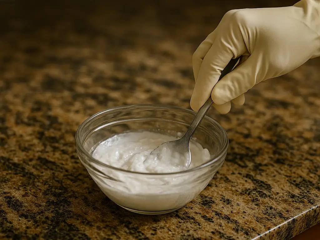 creating a poultice to remove a granite countertop stain. ai generated image