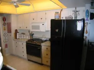 1960s kitchen with dome ceiling and ceramic tile countertops