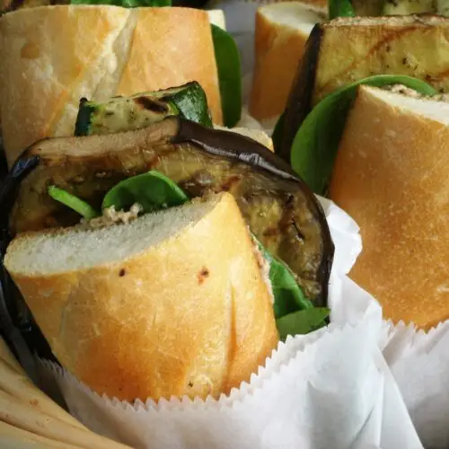 Grilled Eggplant Sandwich w/ Creamy Mushroom Spread