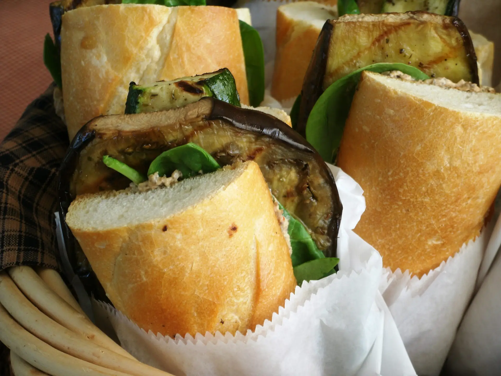 Grilled Eggplant Sandwich w/ Creamy Mushroom Spread