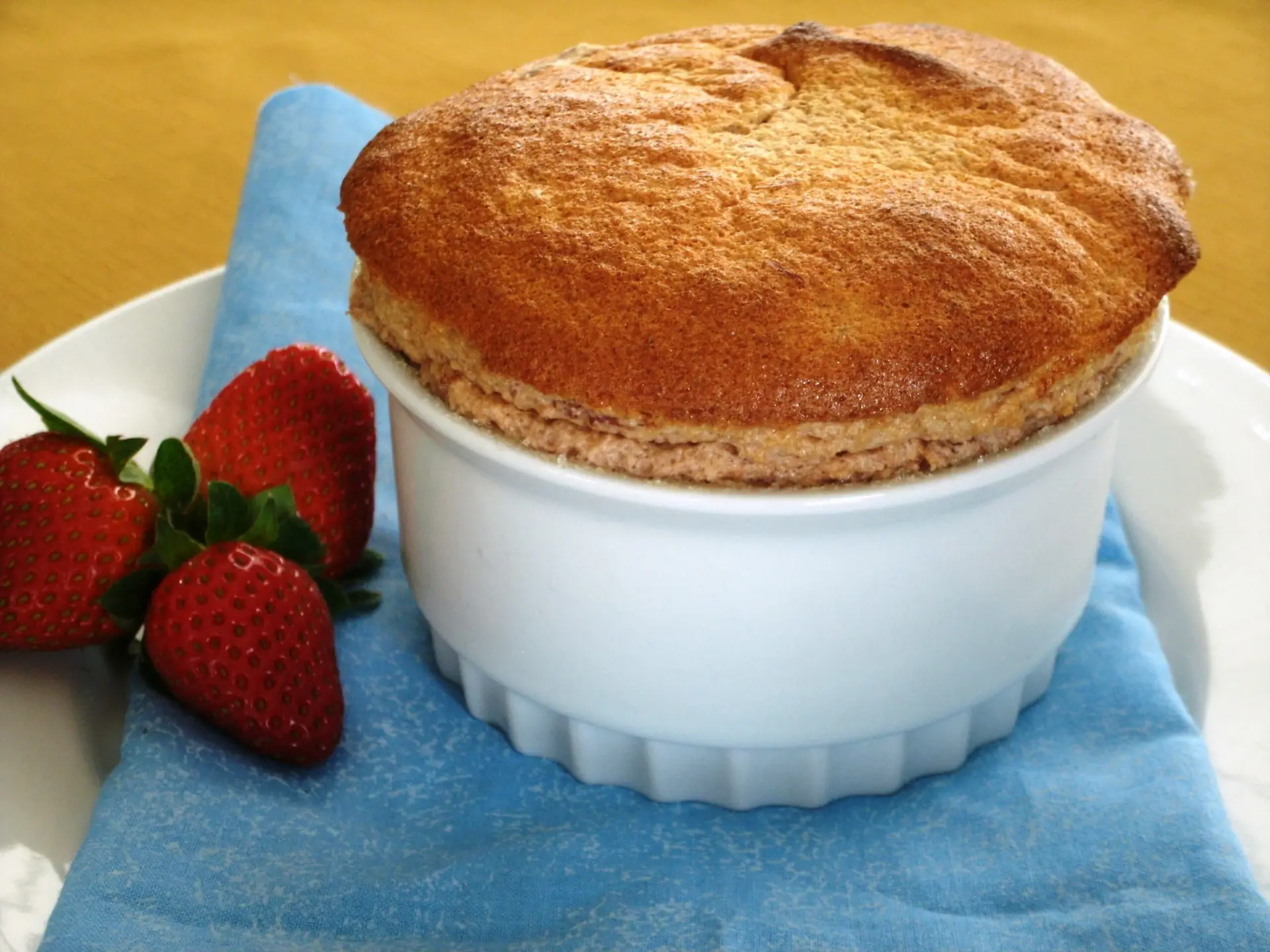 White Chocolate Strawberry Soufflé