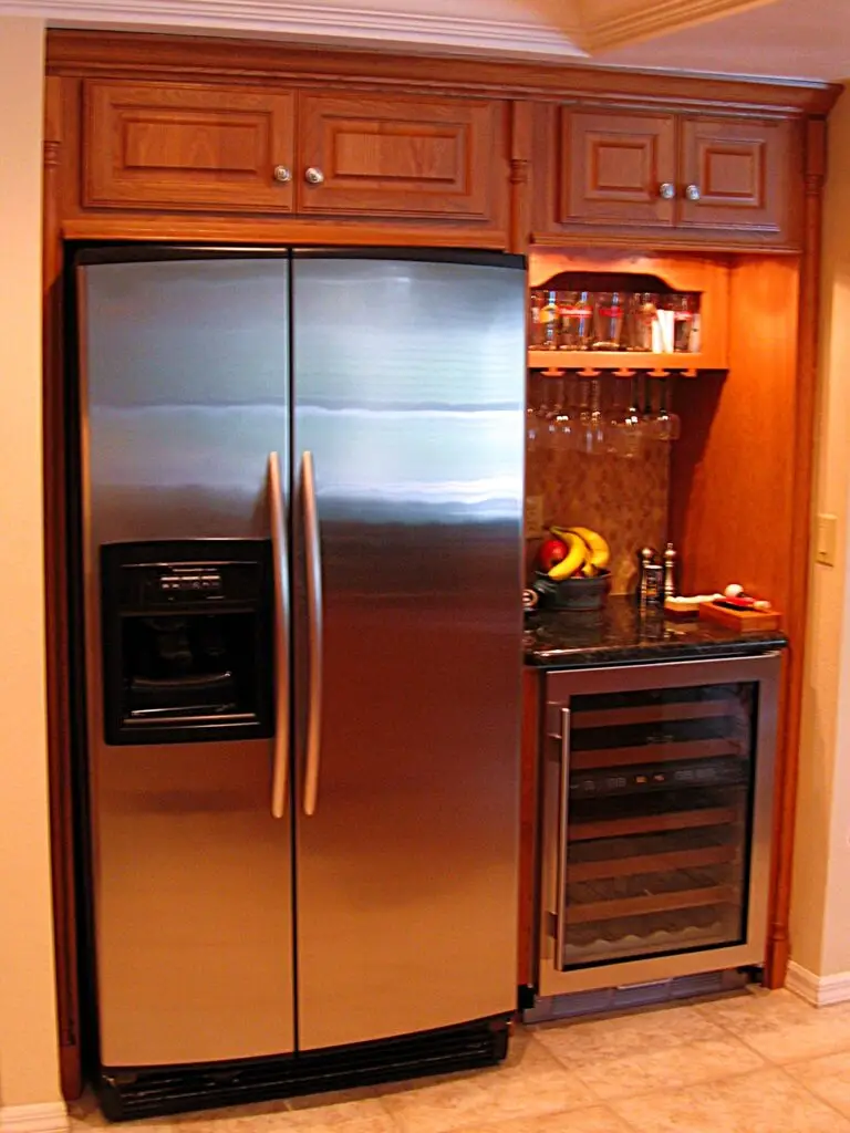 kitchen wine refrigerator and display nook