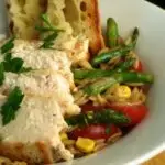 Tomato, Asparagus, & Pesto Salad with Chicken