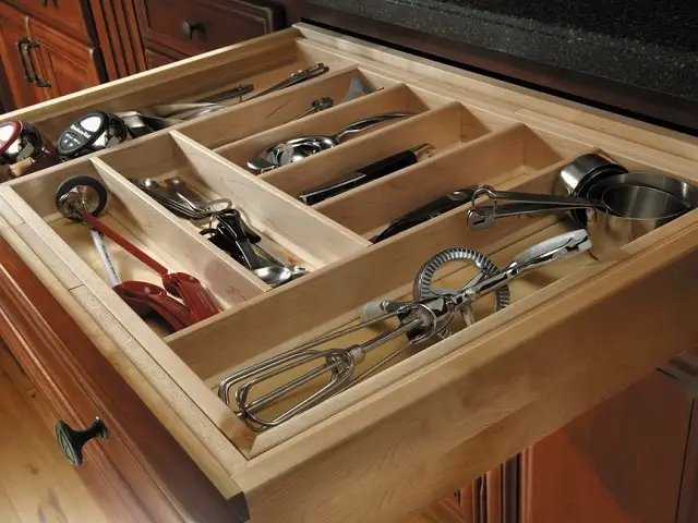 cutlery insert organizing measuring spoons and cups for kitchen baking
