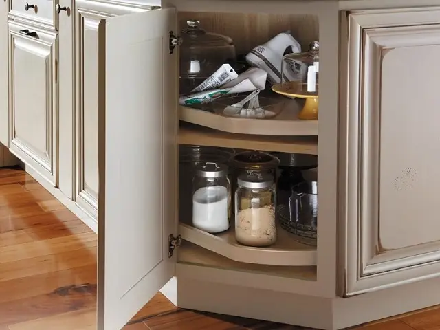 lazy susan shelf organizing kitchen corner for efficient storage