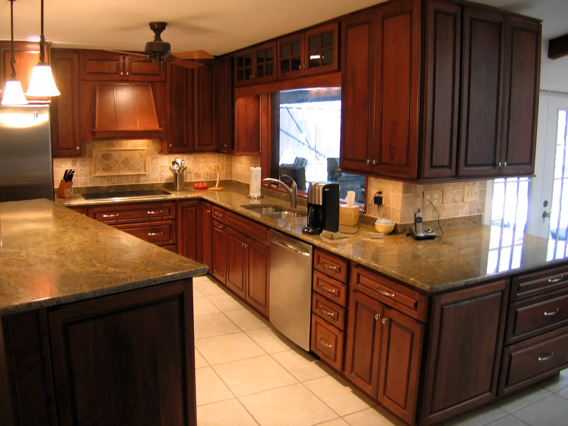 Newly remodeled kitchen design with existing flooring