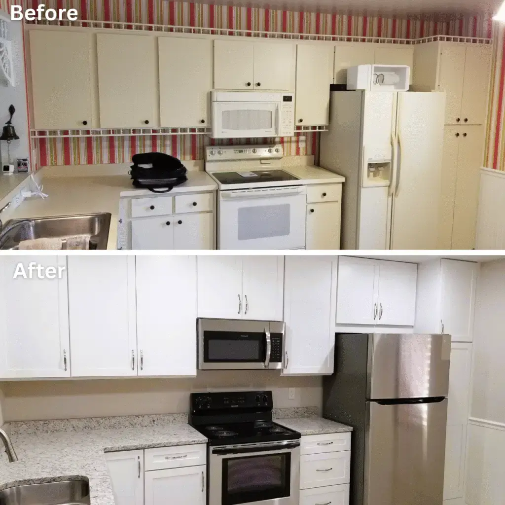 A before and after comparison of a budget friendly transformation