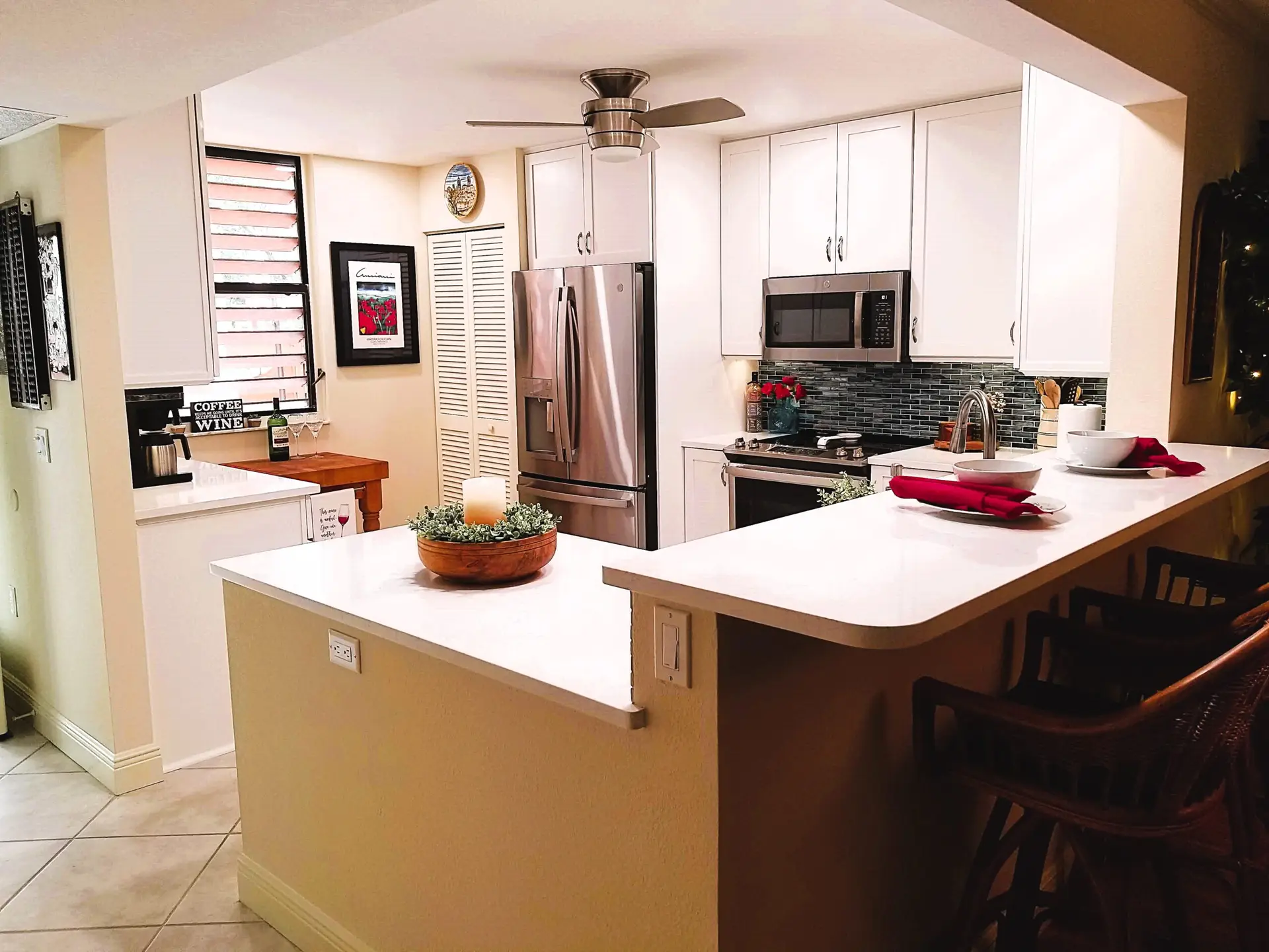 Beautifully remodeled kitchen with open layout and new peninsula