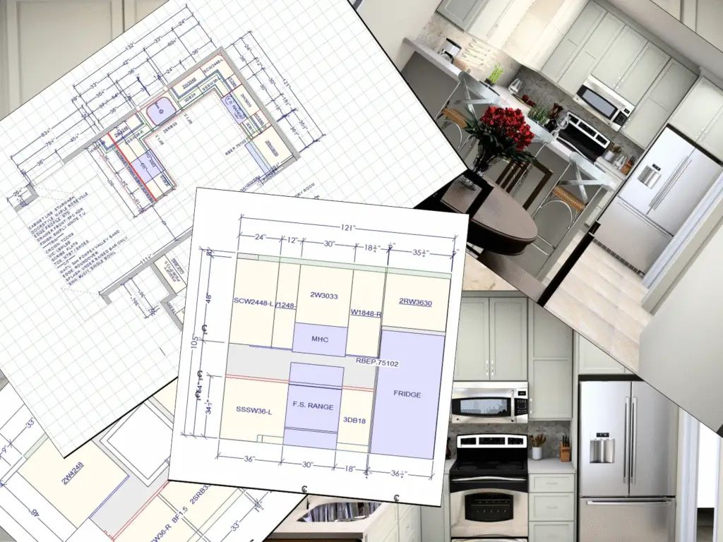 Blueprints and 3D drawings during the design and planning phase