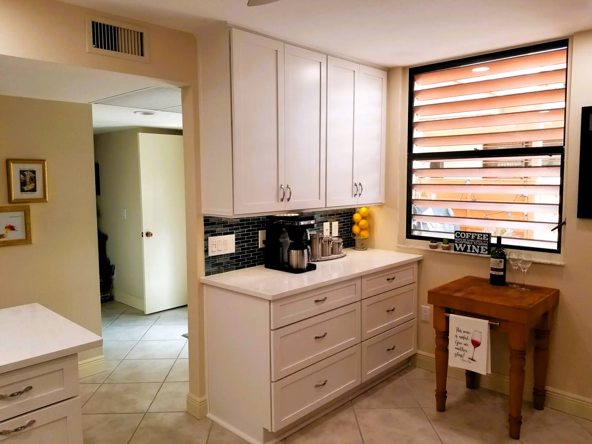 Coffee bar area in renovated kitchen