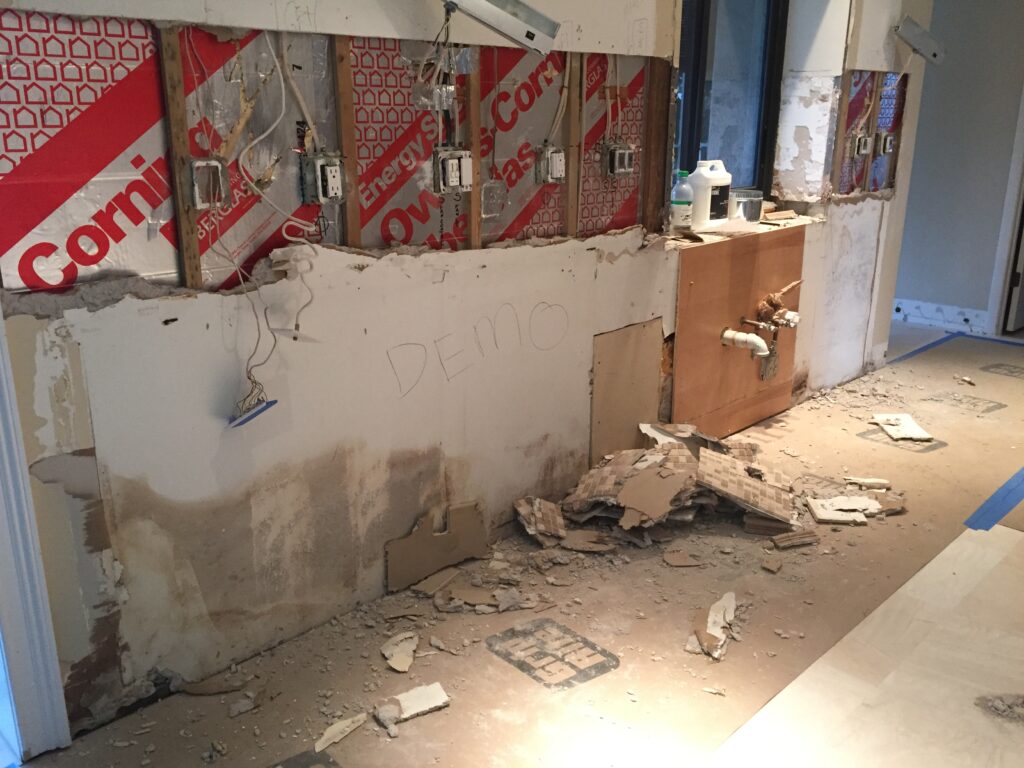 The demolition phase during a remodel