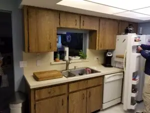 A separate kitchen area in the Palmetto before photo