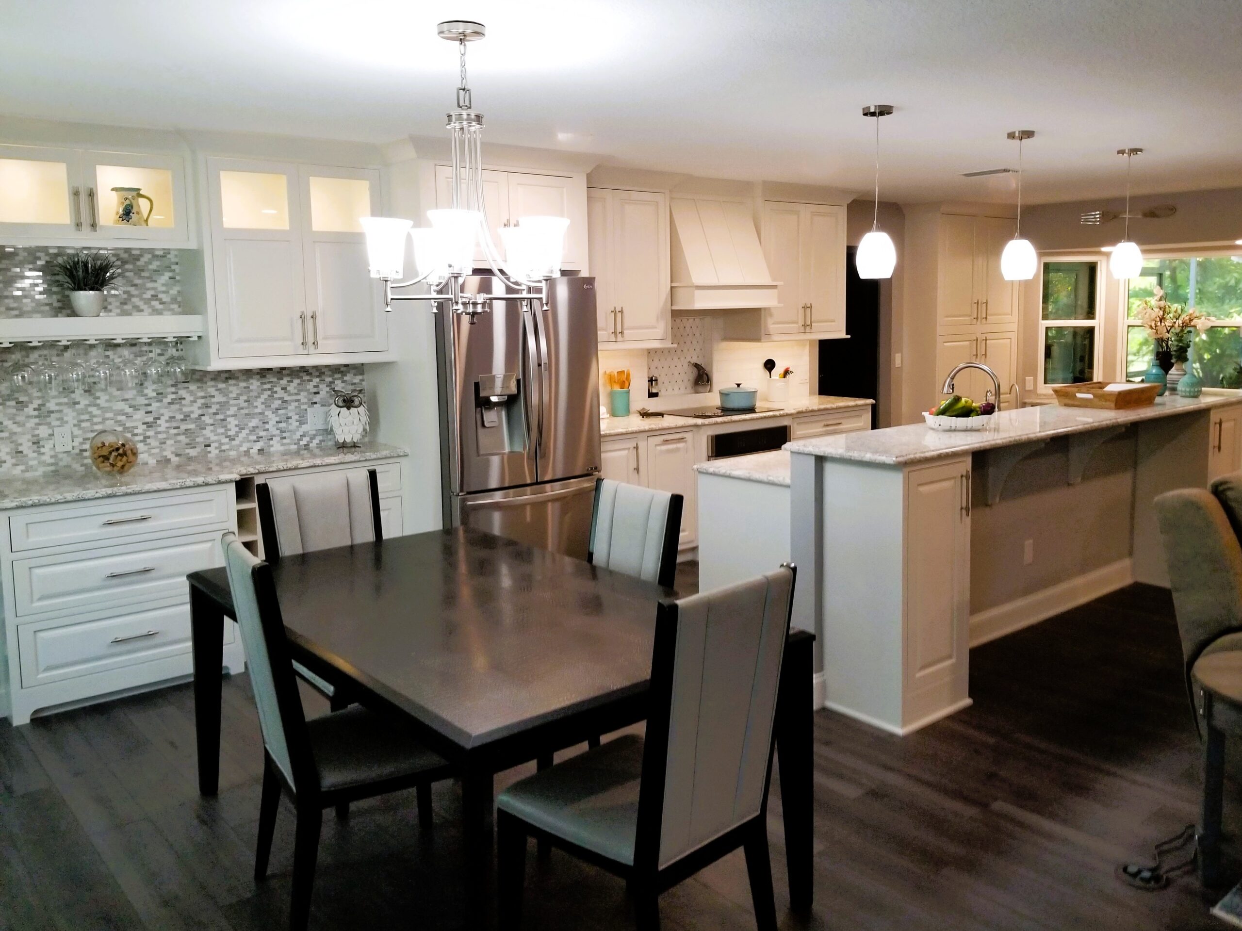 Charcoal stained weathered plank flooring