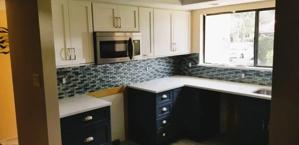 Homeowner installed backsplash during kitchen remodel
