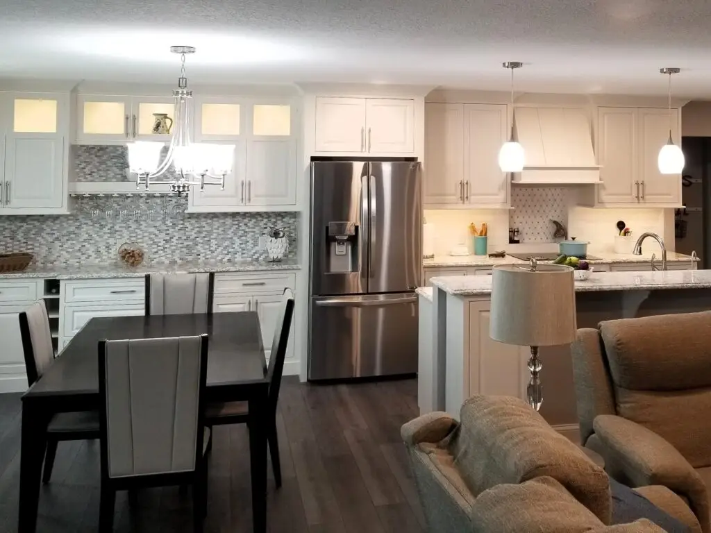 Open concept kitchen remodel with island and custom cabinetry