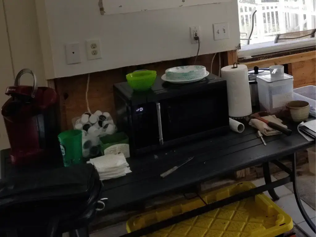 Temporary kitchen setup during remodel