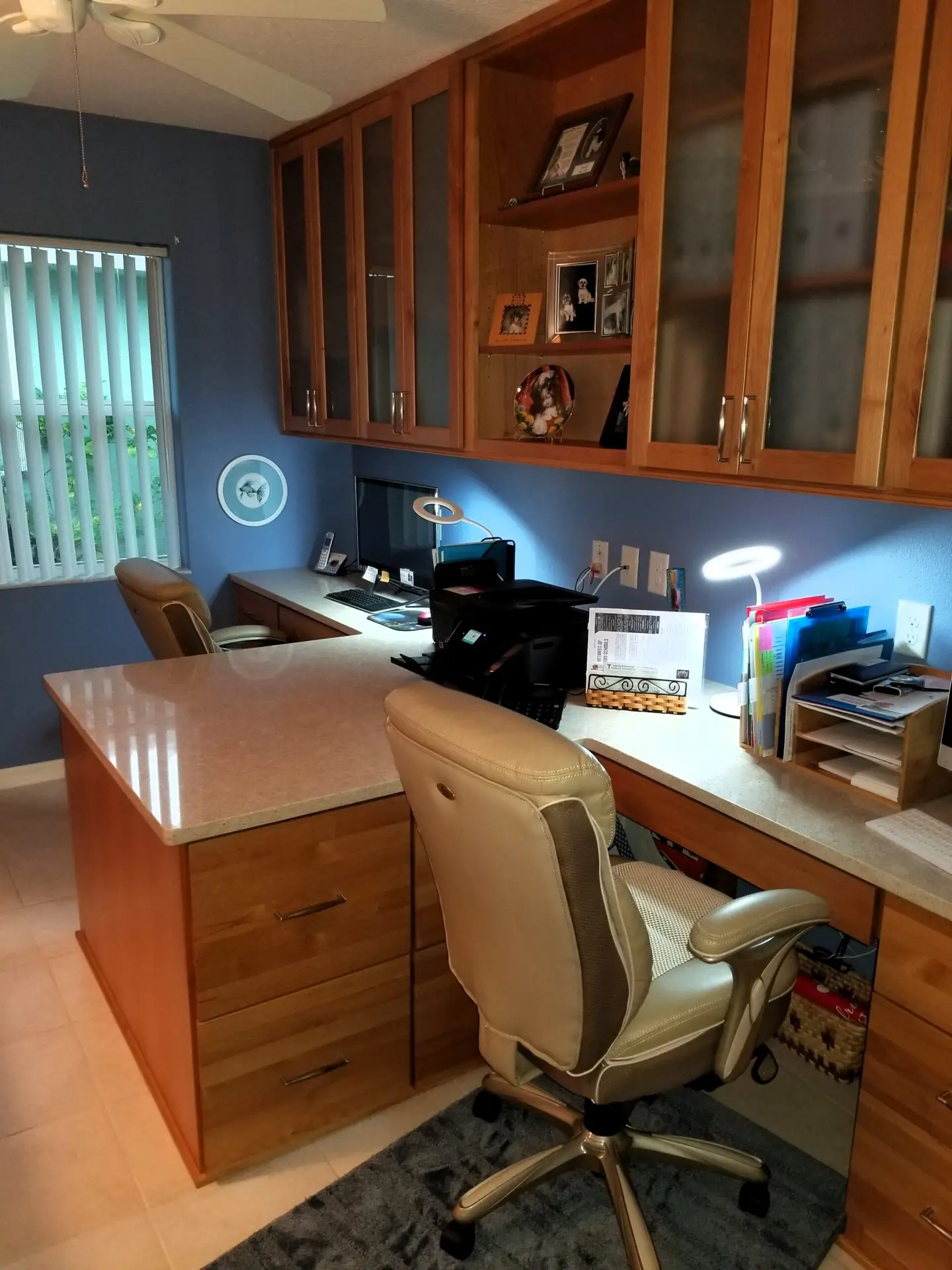 custom alder wood cabinetry with frosted glass