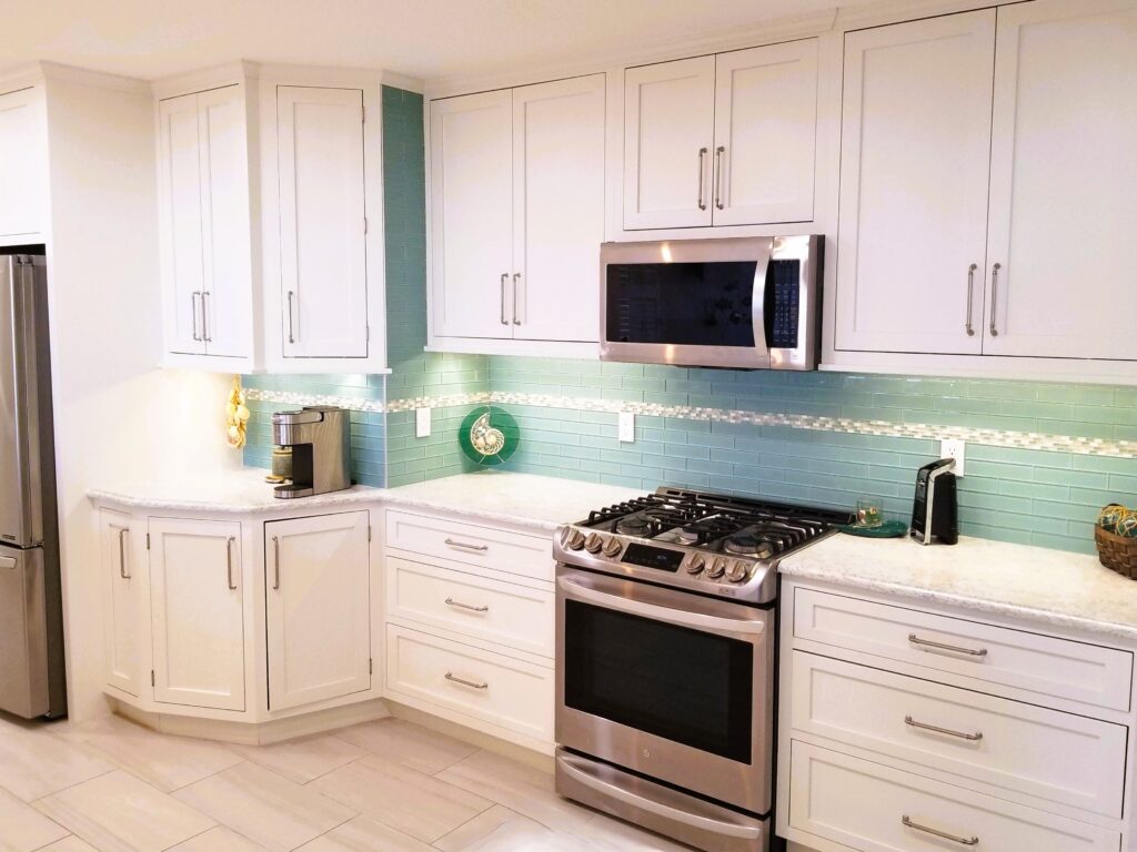 Montgomery Expanded prep counter and range with Cambria quartz